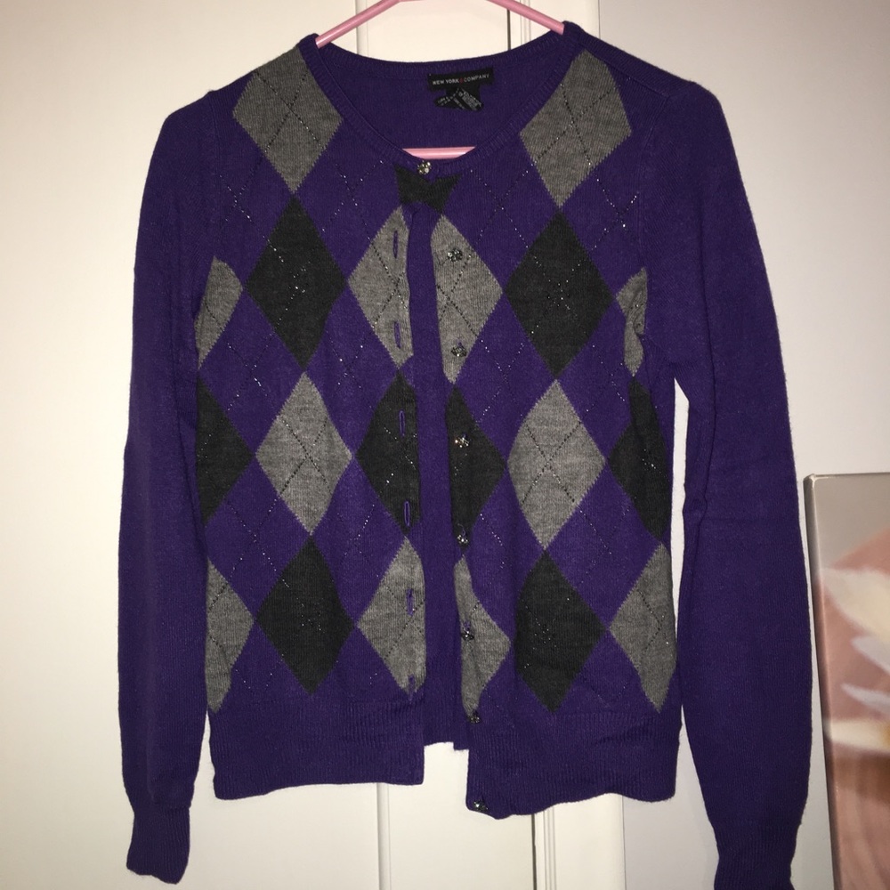 NY&Co Argyle Cardigan